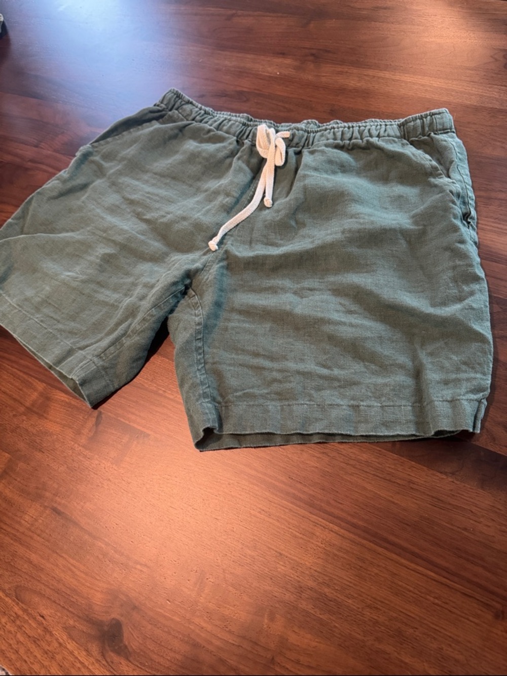 Men's Drawstring Flat Front Shorts in Olive